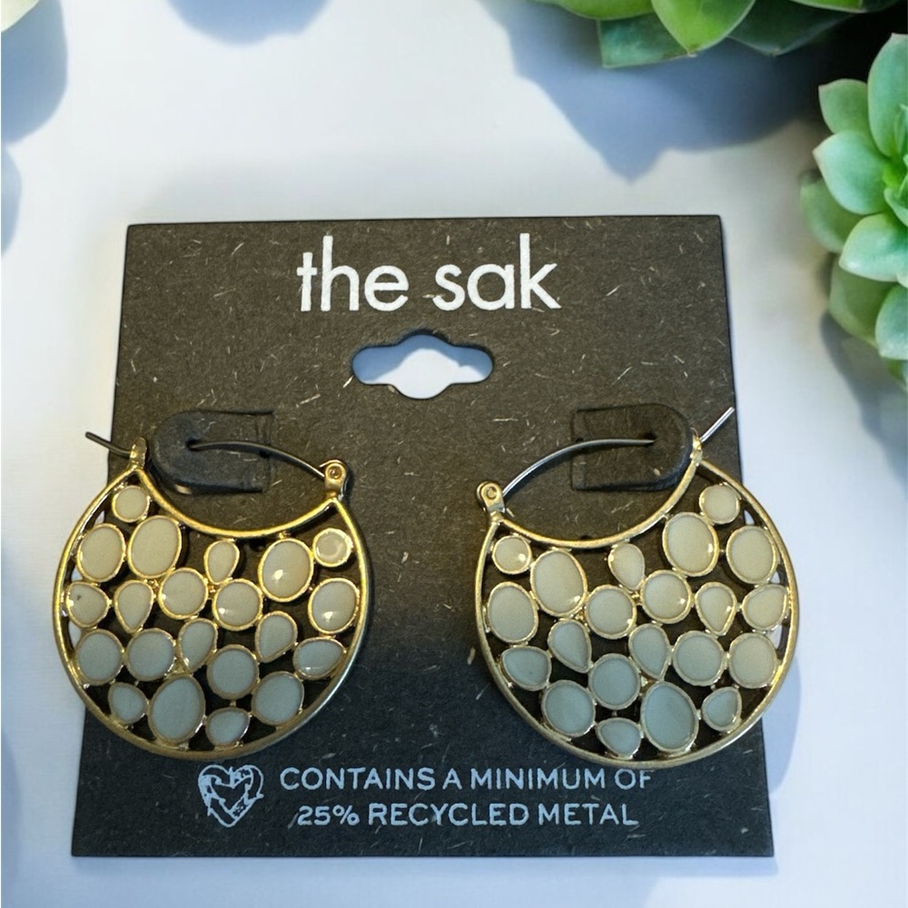 The Sak Gold and Cream Earrings